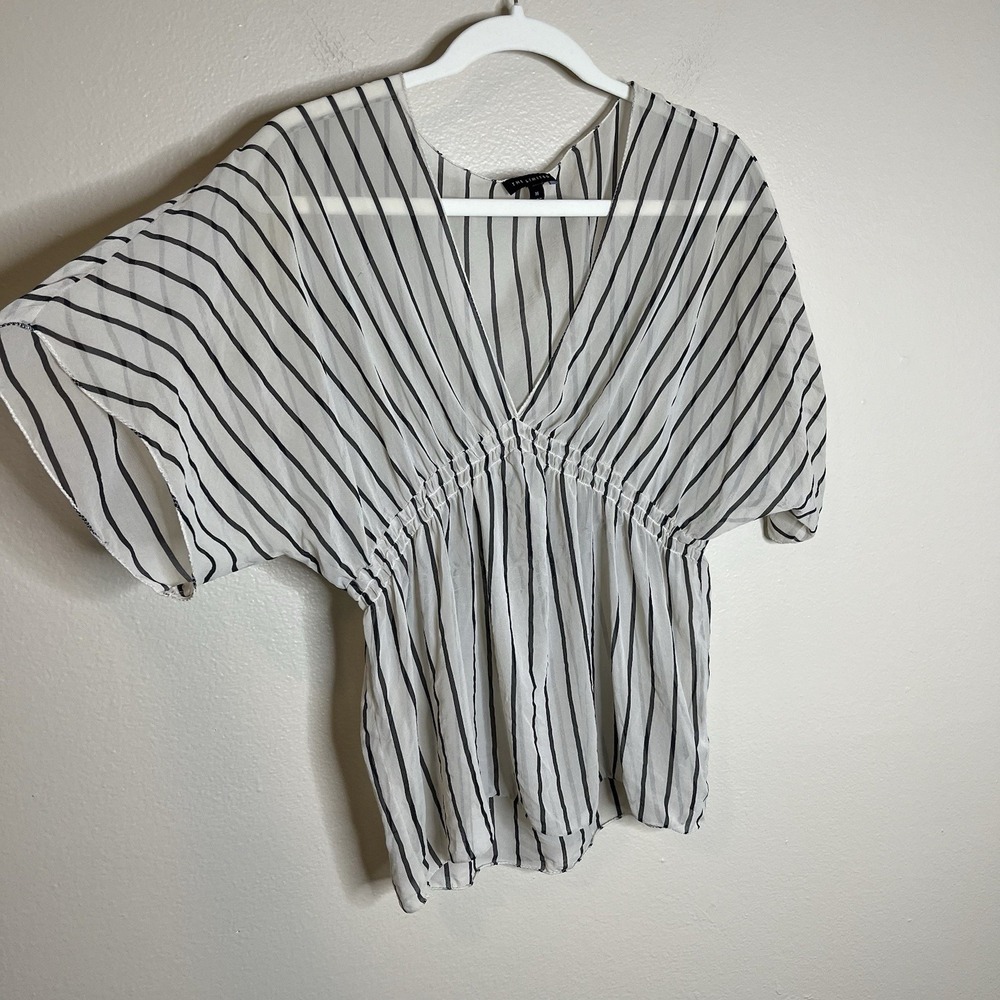 Women's Top Y2K Silk Sheer See Through Babydoll Twee Striped Vtg The Limited M